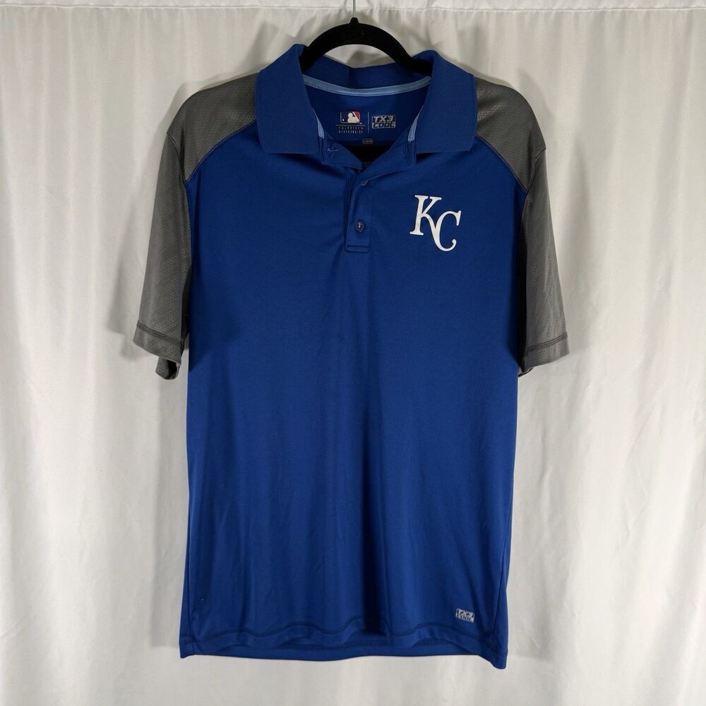 Kansas City Royals Polo Men's Large Blue Short Sleeve Pullover Collared KC Logo